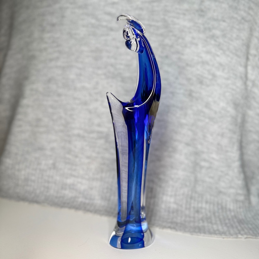 Vintage Cobalt Blue Sommerso Art Glass Abstract Madonna Figurine Sculpture 12.5" - Picture 10 of 11